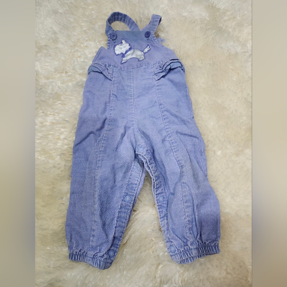 McKids Lilac Corduroy Baby Overalls with Dog Patch Size 18 Month Vintage